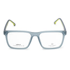 Unity Lightweight Square Spectacle Frame | Transparent Blue | Green Side | Spring Hinge