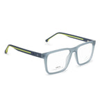 Unity Lightweight Square Spectacle Frame | Transparent Blue | Green Side | Spring Hinge