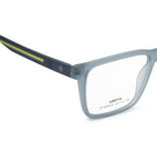 Unity Lightweight Square Spectacle Frame | Transparent Blue | Green Side | Spring Hinge