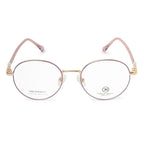 Knight Horse Round Eyeglasses for Women | Rose Gold Metal Optical Frame | Pink Temples