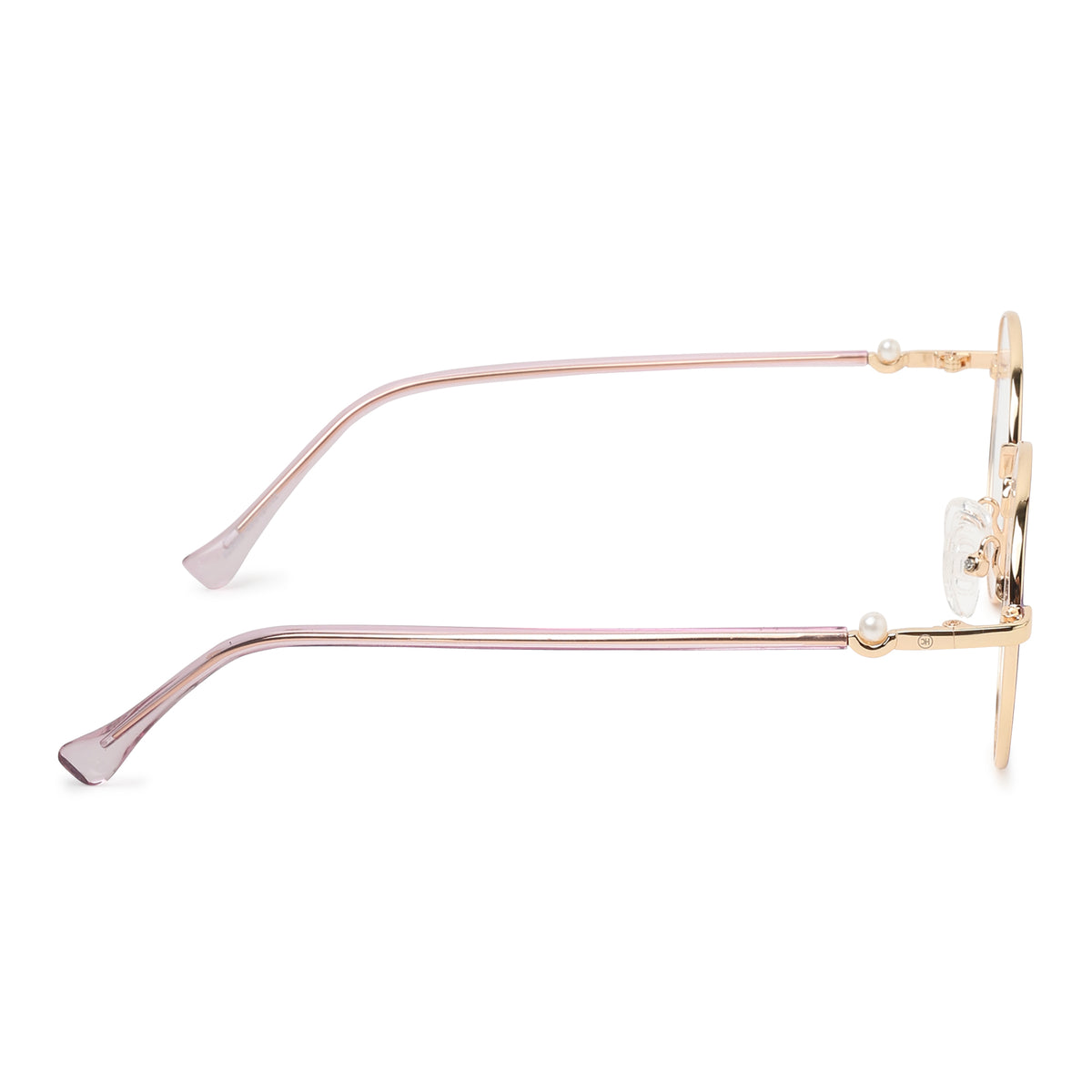 Knight Horse Round Eyeglasses for Women | Rose Gold Metal Optical Frame | Pink Temples