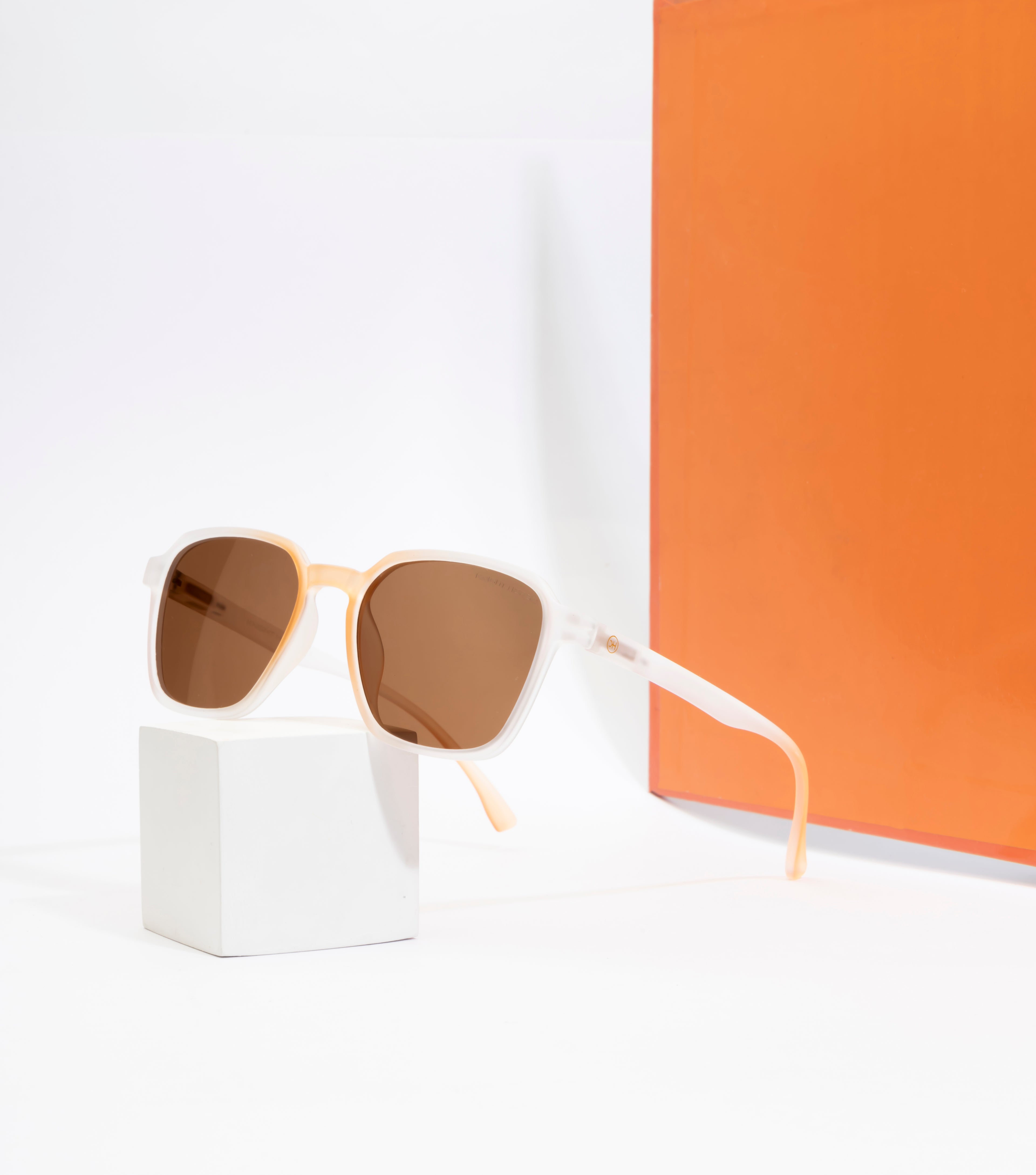 Sunfire: Polarized Sunglasses - Transparent Orange Color | Square Frame