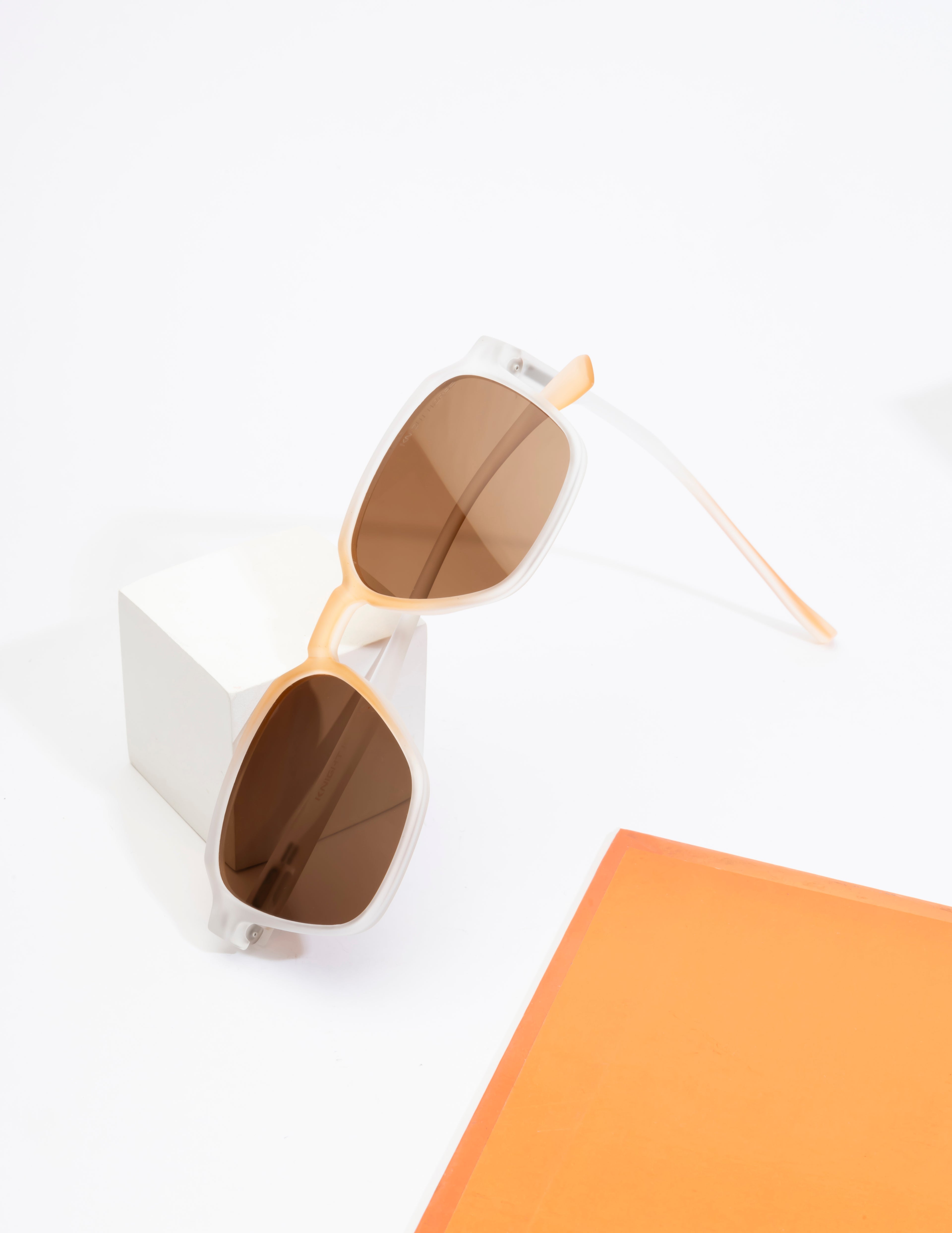 Sunfire: Polarized Sunglasses - Transparent Orange Color | Square Frame