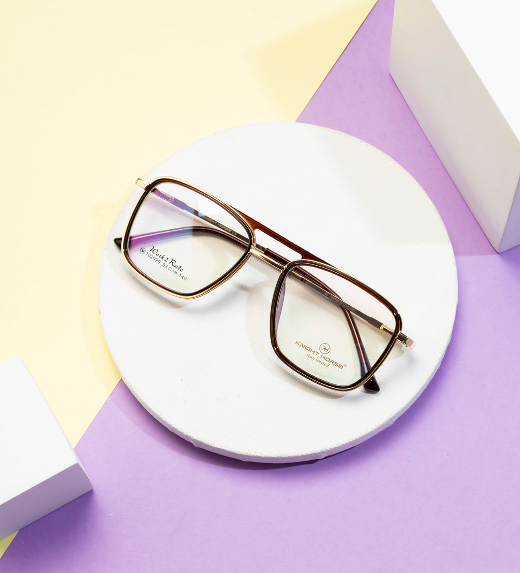 Double-Bar Gold And Red Metal Frame For A Modern And Elegant Look