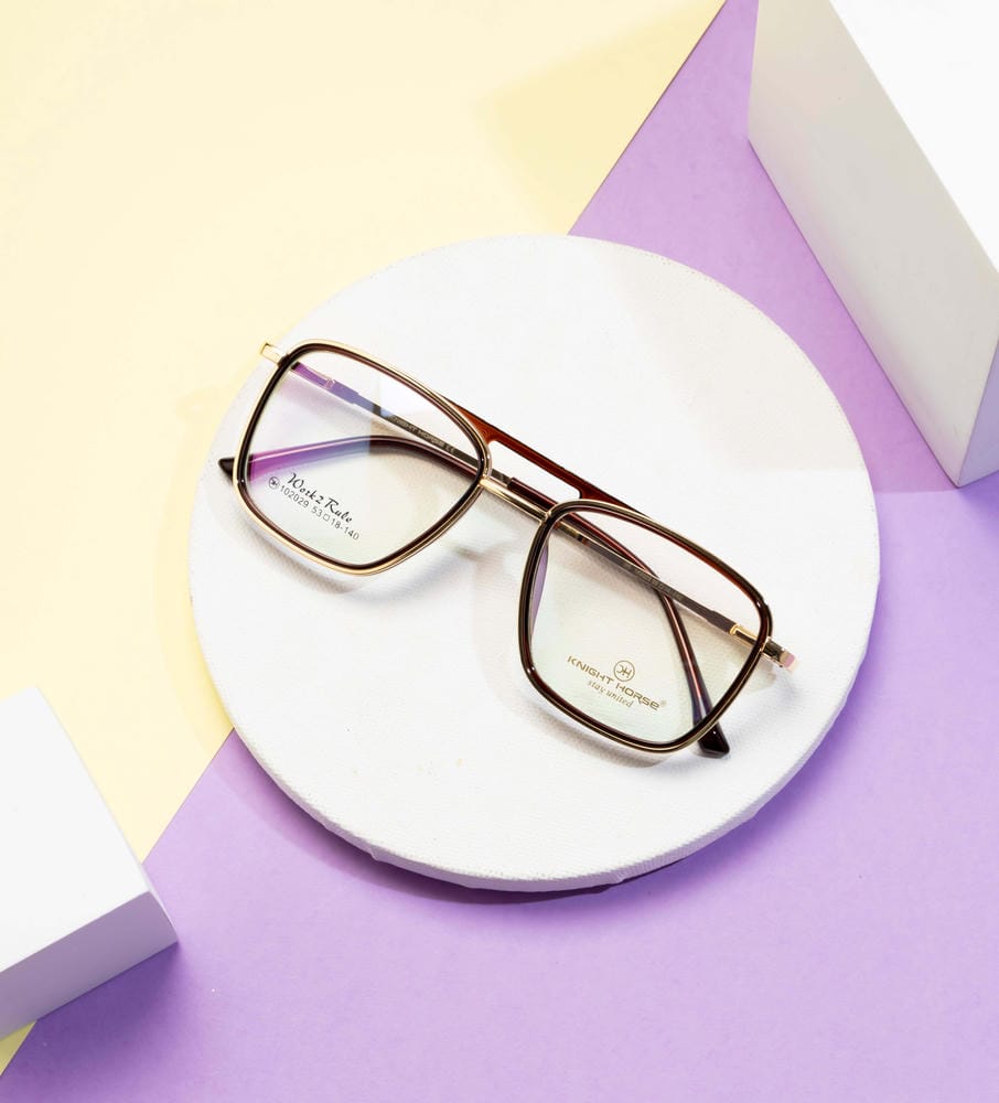 Double-Bar Gold And Red Metal Frame For A Modern And Elegant Look