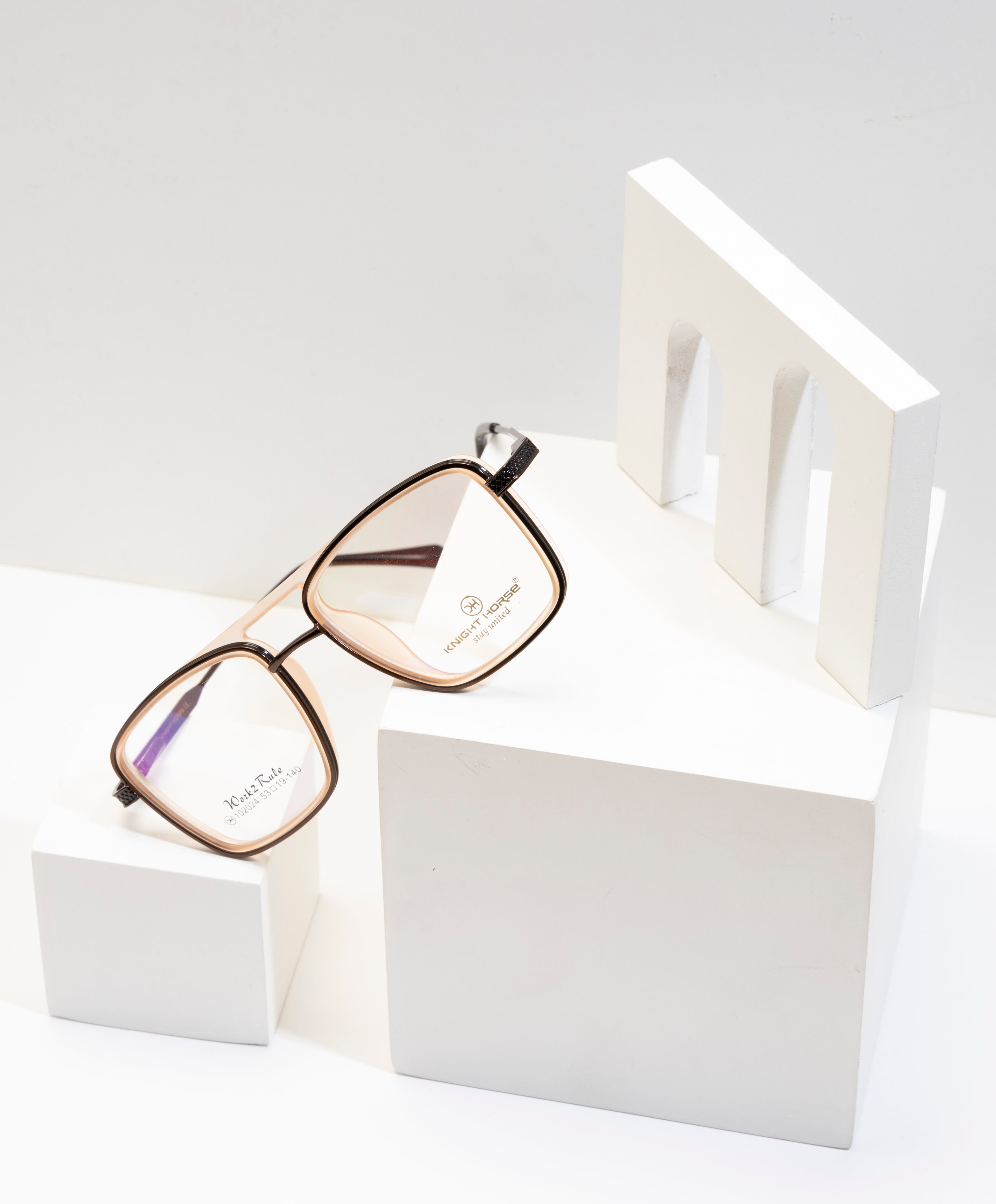 Double-Bar Brown And Beige Metal Frame For A Modern And Elegant Look