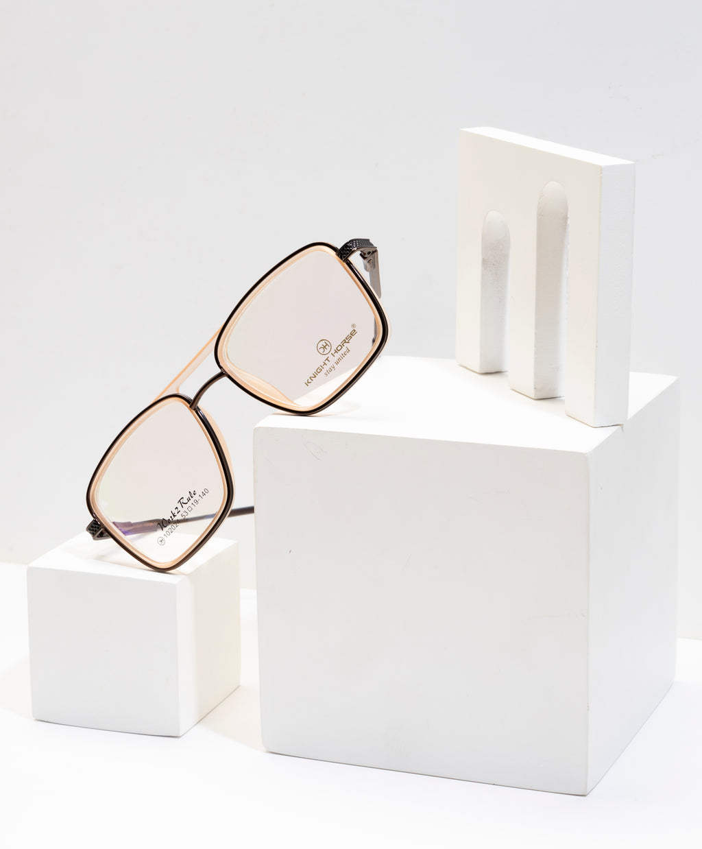 Double-Bar Brown And Beige Metal Frame For A Modern And Elegant Look