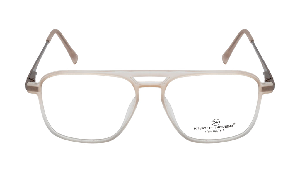 Matte Brown Eyewear Frame - Modern Double Bar Design | Spring Hinges| Stylish Transparent Accents