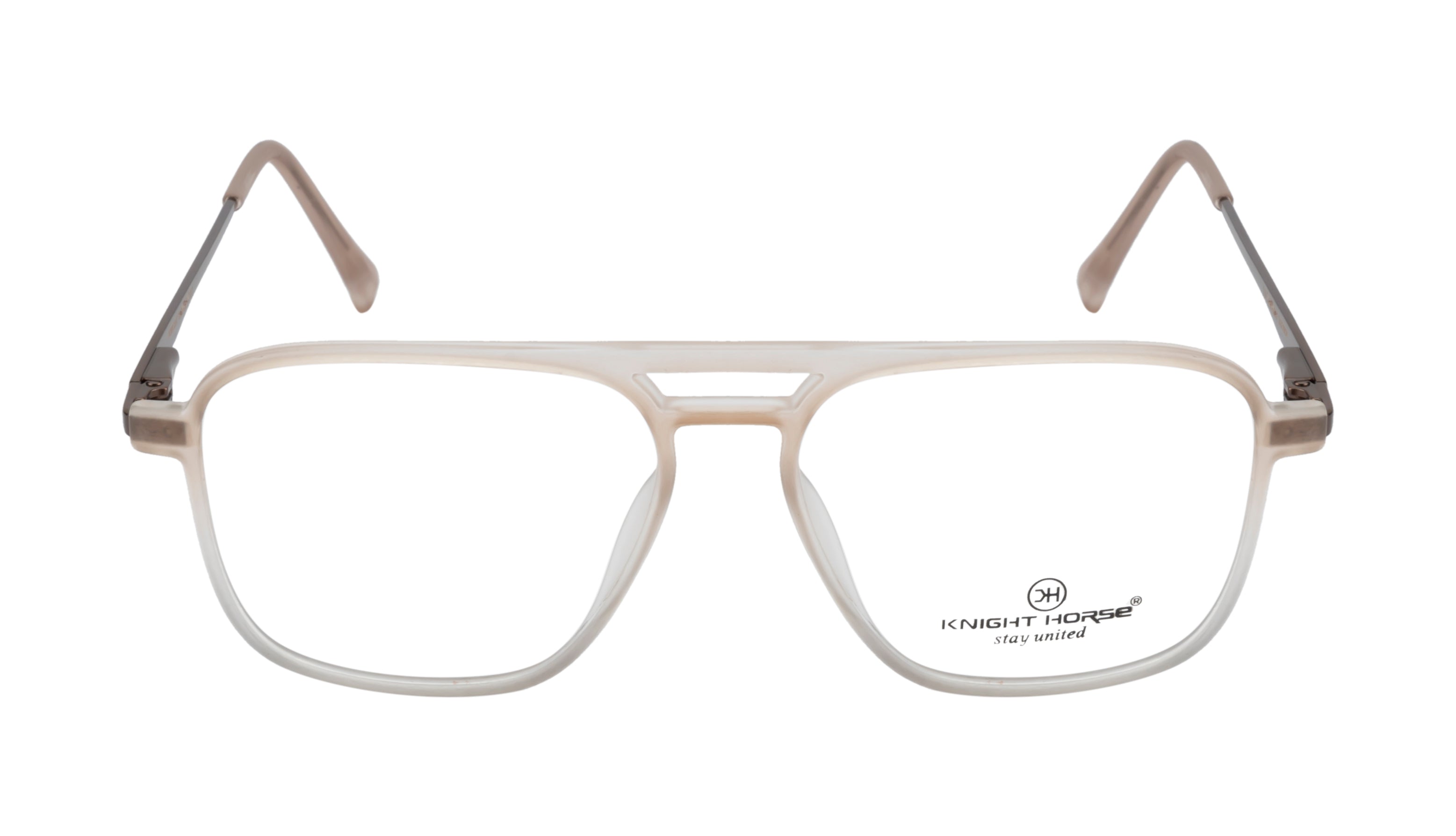 Matte Brown Eyewear Frame - Modern Double Bar Design | Spring Hinges| Stylish Transparent Accents