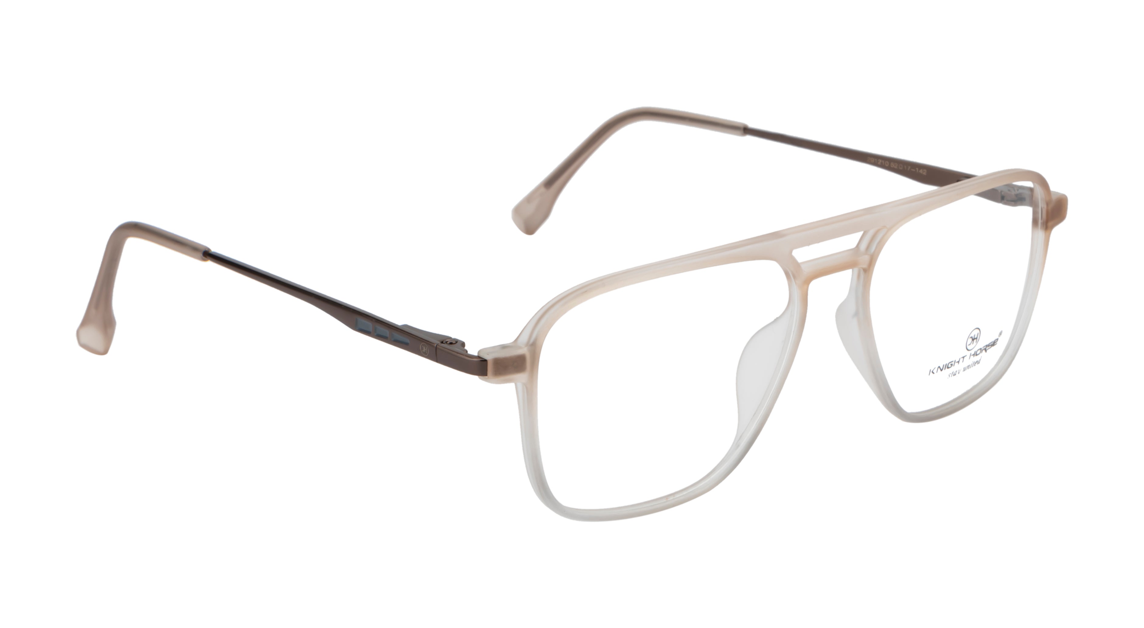 Matte Brown Eyewear Frame - Modern Double Bar Design | Spring Hinges| Stylish Transparent Accents