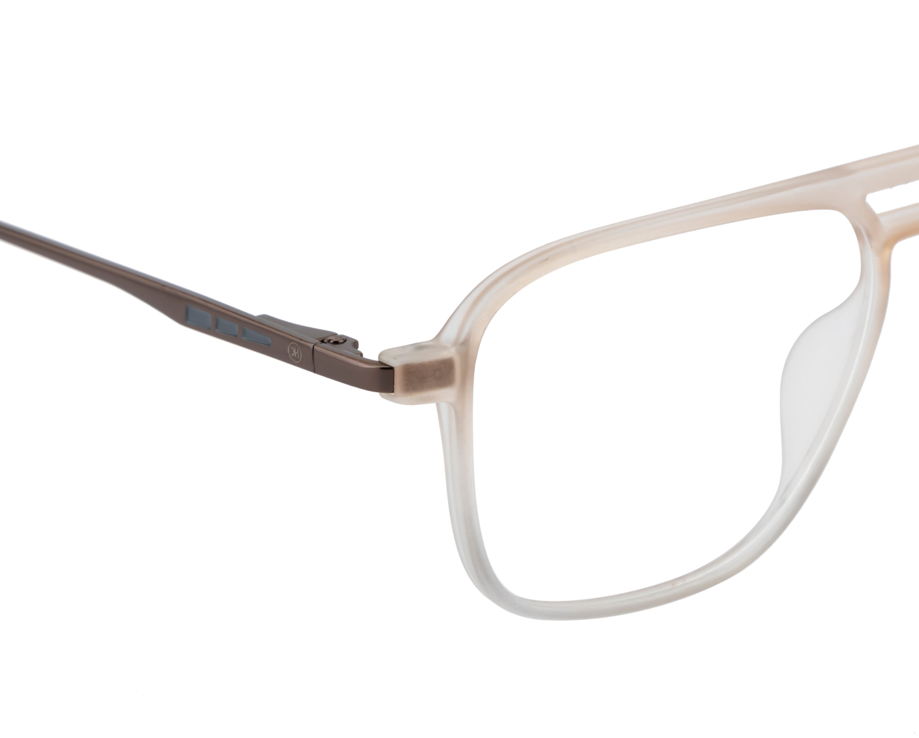 Matte Brown Eyewear Frame - Modern Double Bar Design | Spring Hinges| Stylish Transparent Accents