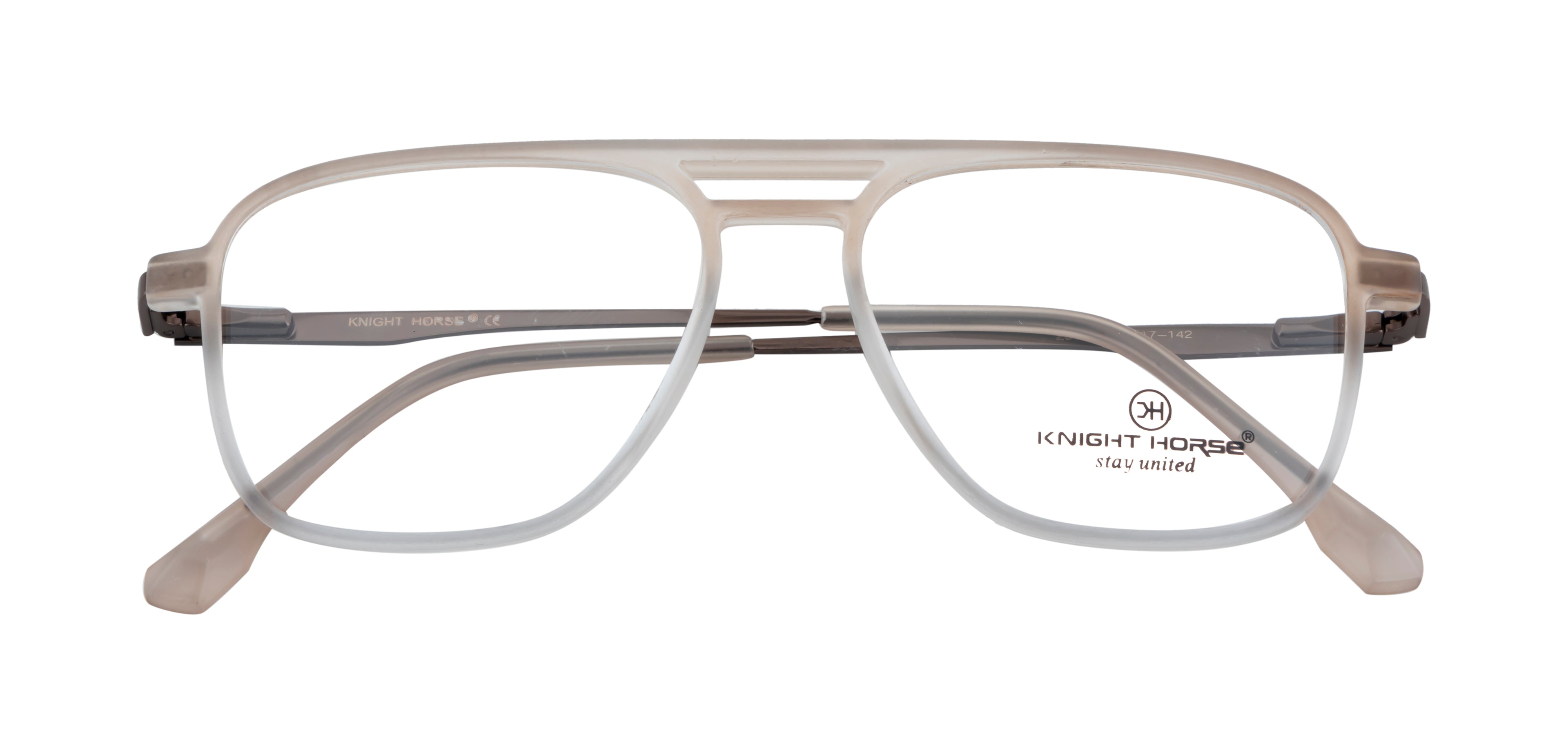 Matte Brown Eyewear Frame - Modern Double Bar Design | Spring Hinges| Stylish Transparent Accents