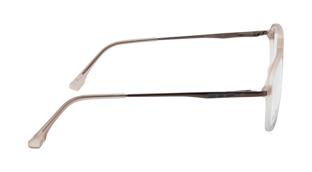 Matte Brown Eyewear Frame - Modern Double Bar Design | Spring Hinges| Stylish Transparent Accents