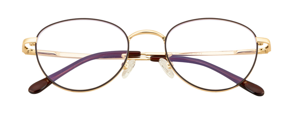 Round Metal Eyewear Frame In Gold & Brown