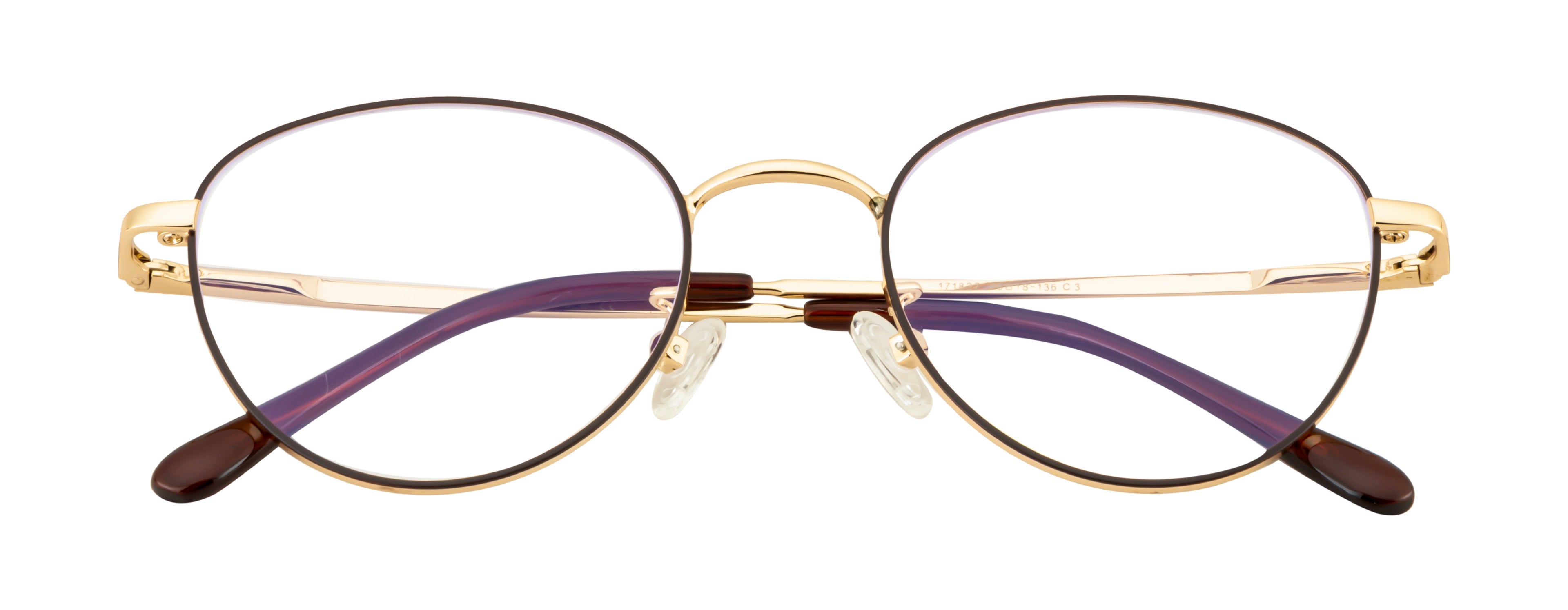 Round Metal Eyewear Frame In Gold & Brown