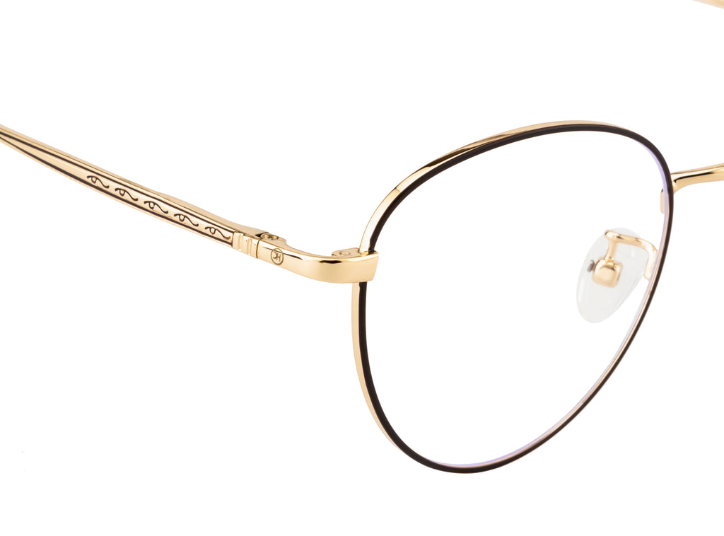Round Metal Eyewear Frame In Gold & Brown