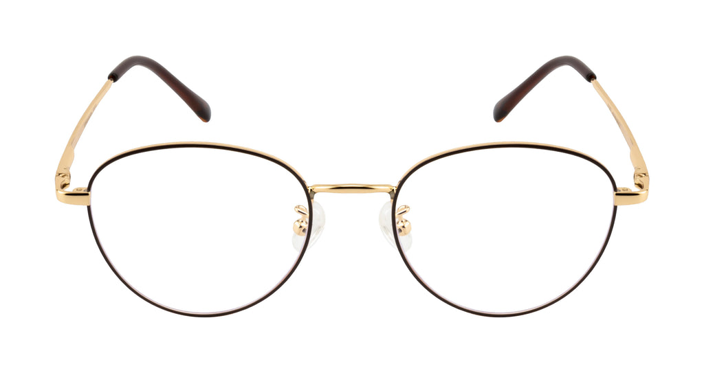 Round Metal Eyewear Frame In Gold & Brown