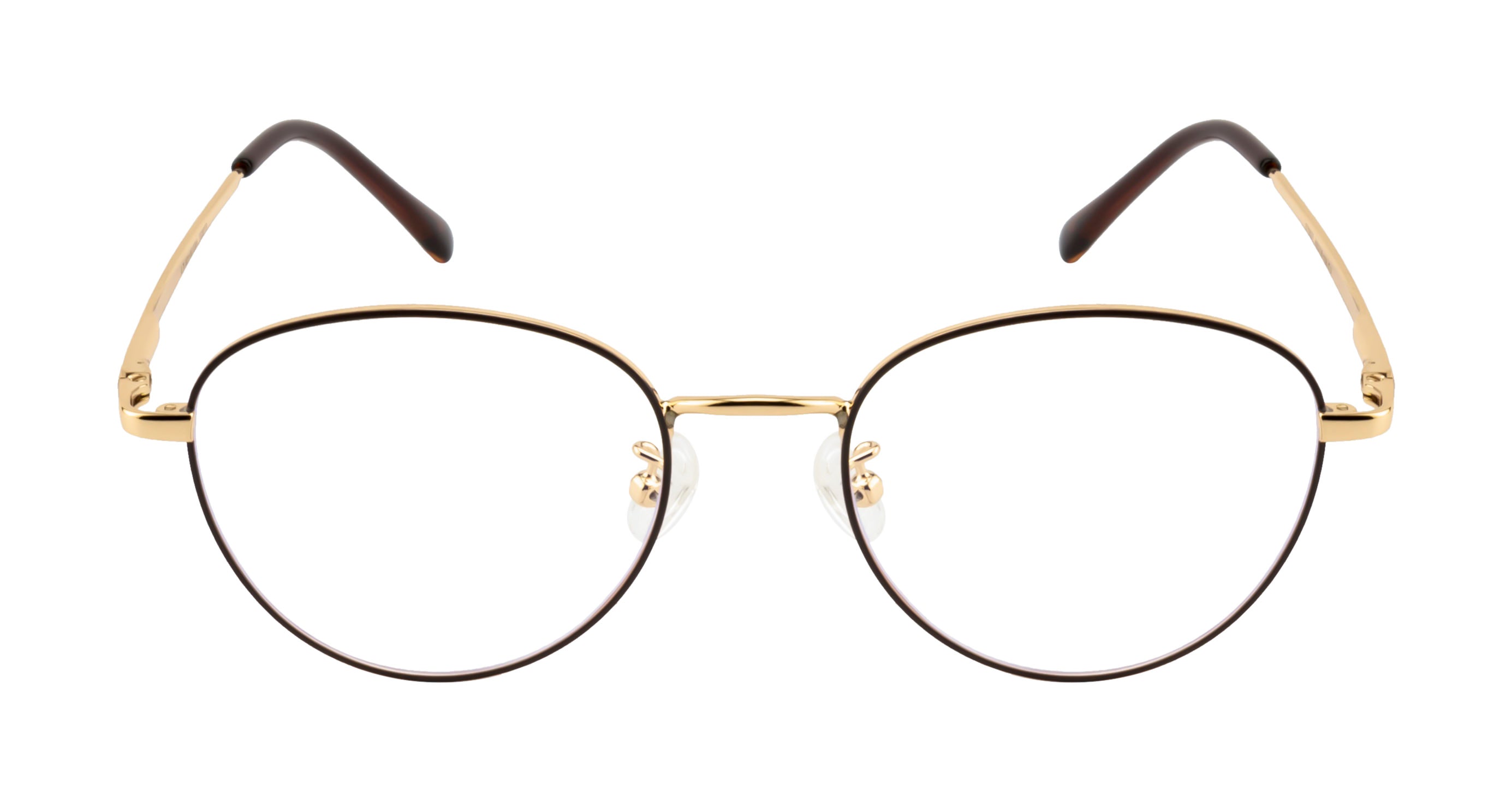 Round Metal Eyewear Frame In Gold & Brown