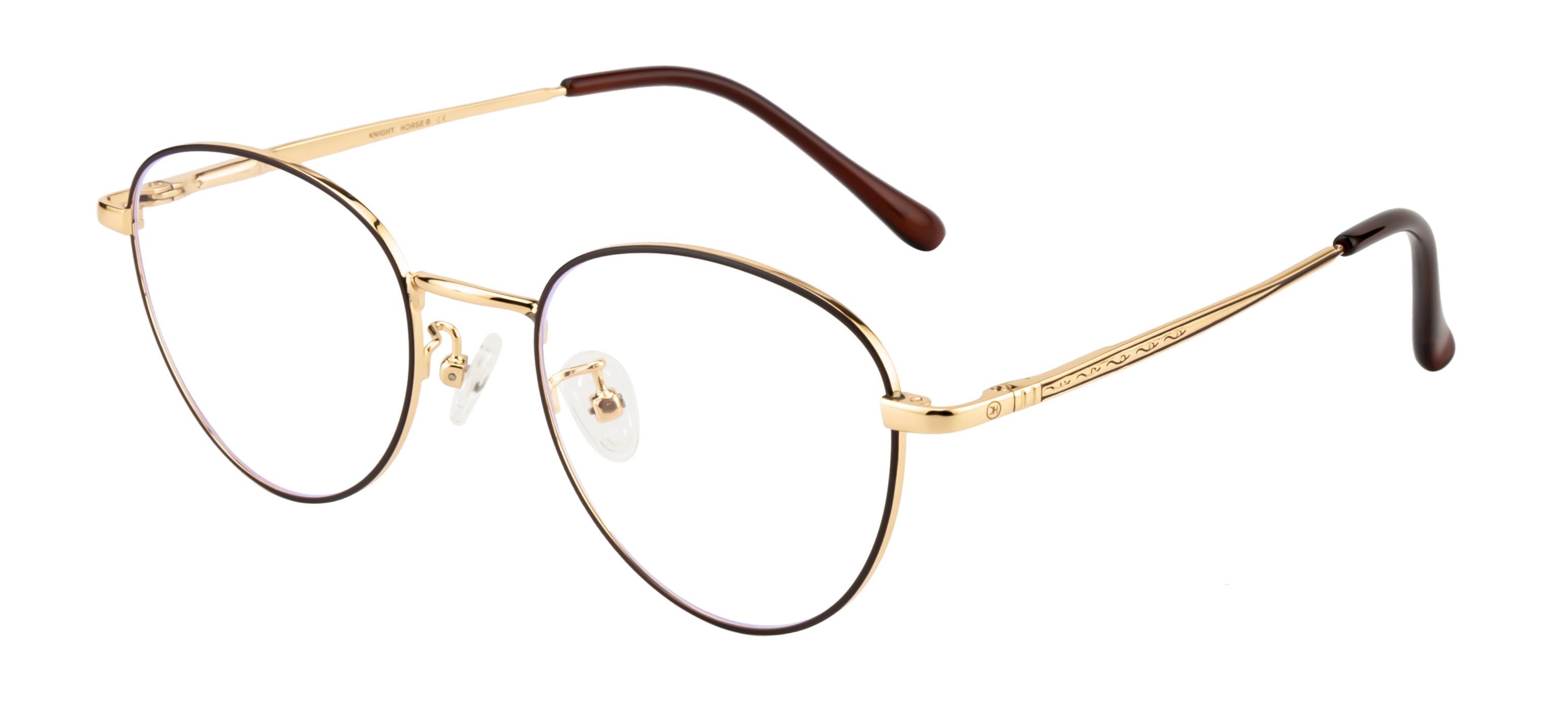 Round Metal Eyewear Frame In Gold & Brown