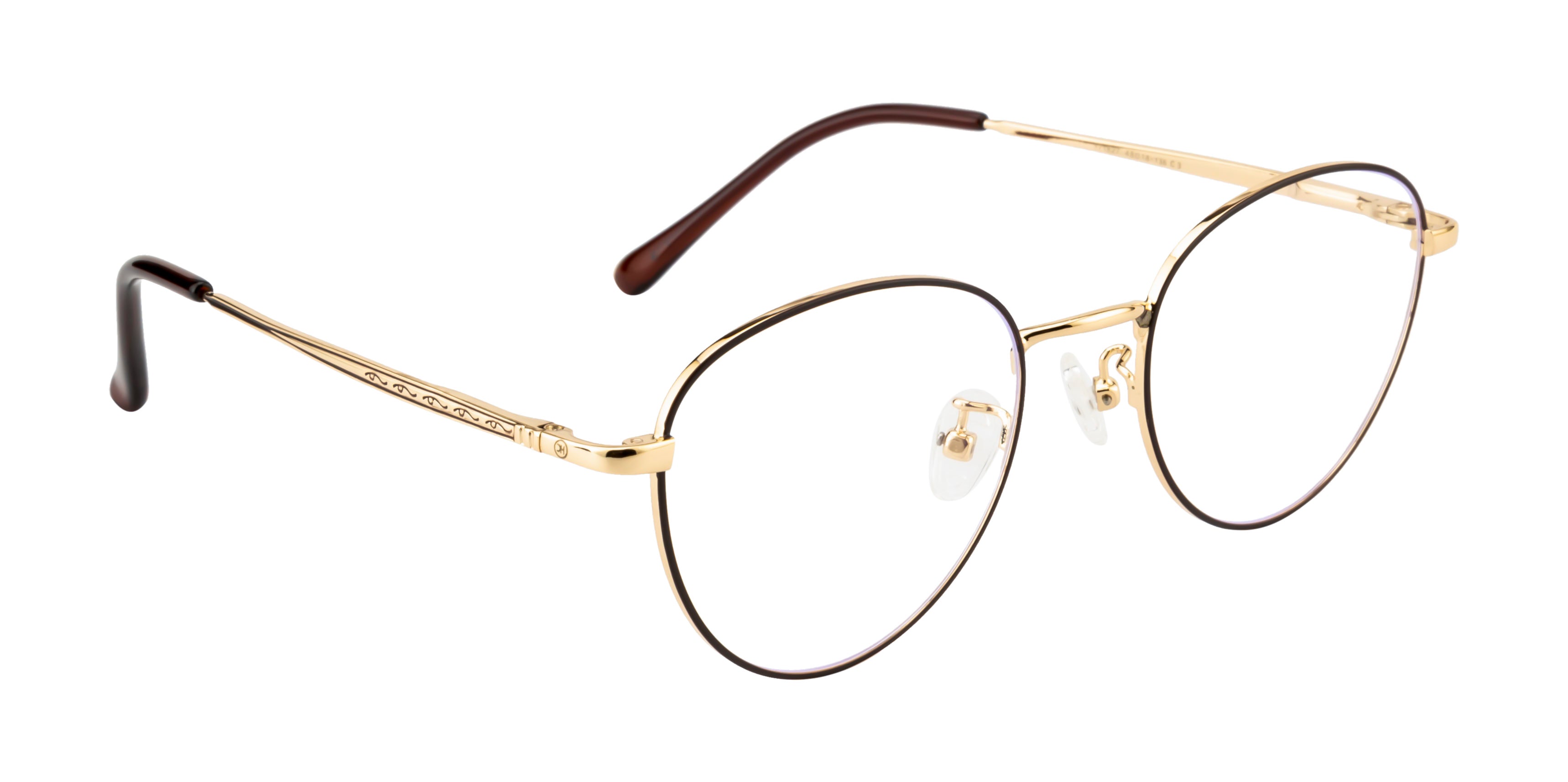 Round Metal Eyewear Frame In Gold & Brown