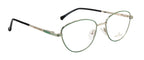 Metal Eyewear Frame In Cat Eye Shape| Women | Silver & Green