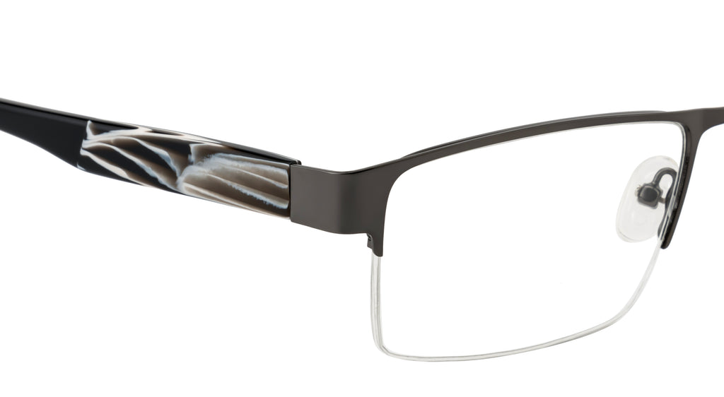 Knight Horse Supra Black Metal Eyeglass Frame with Acetate Sides