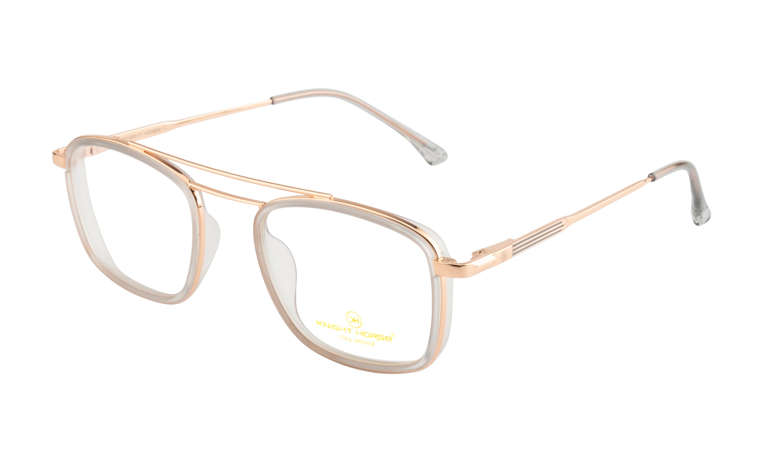 RoseGold Squar Eyewear with Double Bar and SpringRoseGold Squar Eyewear with Double Bar and Spring